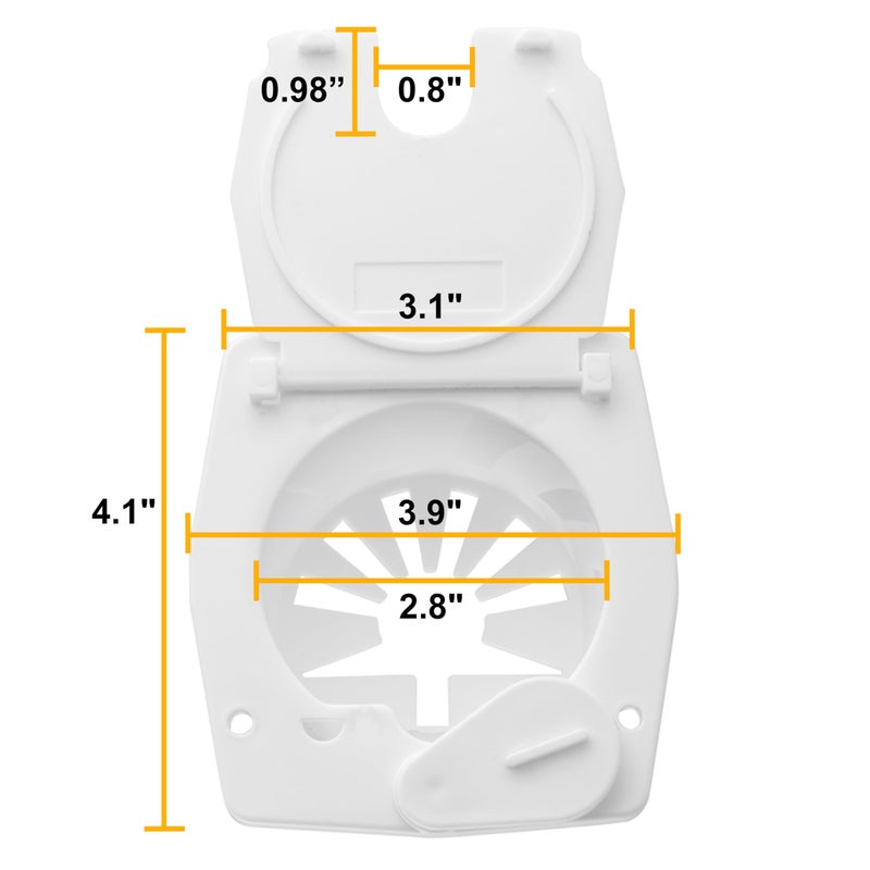 Halotronics RV Square Electrical Cable Hatch for 30 Amp Cords (White) - Image 3